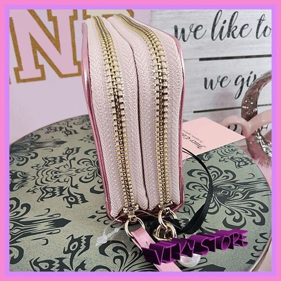 💖 NWT Juicy Couture Pink Diamond Velvet ID Coin Bag Double Zipper #7220 💖 - Picture 11 of 11